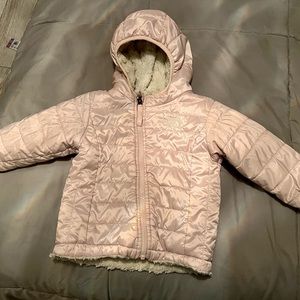 12-18 month reversible north face with hood baby girl light pink jacket